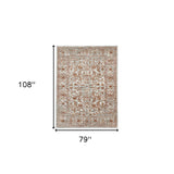 Homeroots 6' X 9' Rust And Gray Floral Power Loom Area Rug  Polypropylene 531766