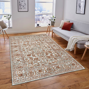 HomeRoots 10' Elegant Ivory Gray Floral Area Rug – Durable, Stain Resistant, Perfect for Family Living Spaces 8' X 10' 531767