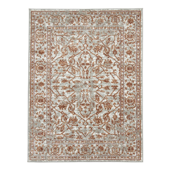 HomeRoots 10' Elegant Ivory Gray Floral Area Rug – Durable, Stain Resistant, Perfect for Family Living Spaces 8' Round 531768
