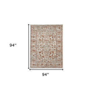 HomeRoots 10' Elegant Ivory Gray Floral Area Rug – Durable, Stain Resistant, Perfect for Family Living Spaces 8' Round 531768