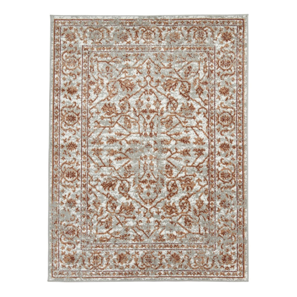 HomeRoots 10' Elegant Ivory Gray Floral Area Rug – Durable, Stain Resistant, Perfect for Family Living Spaces 9' X 12' 531769