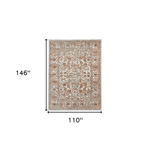 HomeRoots 10' Elegant Ivory Gray Floral Area Rug – Durable, Stain Resistant, Perfect for Family Living Spaces 9' X 12' 531769