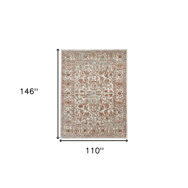HomeRoots 10' Elegant Ivory Gray Floral Area Rug – Durable, Stain Resistant, Perfect for Family Living Spaces 9' X 12' 531769