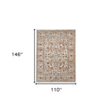 Homeroots 9' X 12' Rust And Gray Floral Power Loom Area Rug  Polypropylene 531769