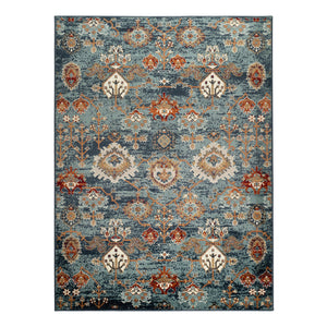 Homeroots 5' X 8' Teal Rust And Orange Oriental Power Loom Area Rug  Polypropylene 531771