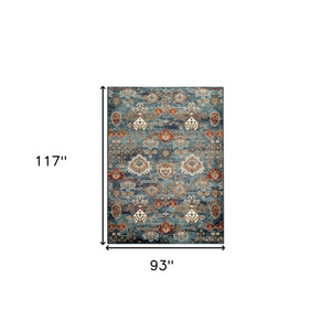Homeroots 8' X 10' Teal Rust And Orange Oriental Power Loom Area Rug  Polypropylene 531772