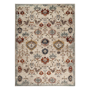 Homeroots 5' X 8' Beige Rust And Navy Oriental Power Loom Area Rug  Polypropylene 531775