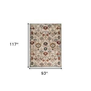 Homeroots 8' X 10' Beige Rust And Navy Oriental Power Loom Area Rug  Polypropylene 531776