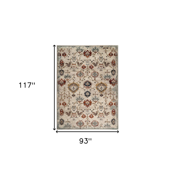Homeroots 8' X 10' Beige Rust And Navy Oriental Power Loom Area Rug  Polypropylene 531776