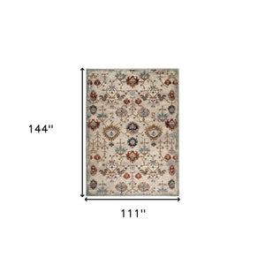 Homeroots 9' X 12' Beige Rust And Navy Oriental Power Loom Area Rug  Polypropylene 531777