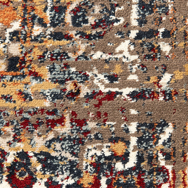 HomeRoots 8' Medallion Area Rug in Ivory, Red, and Orange - Durable, Stain-Resistant, Ideal for High-Traffic Spaces 8' X 10' 531784