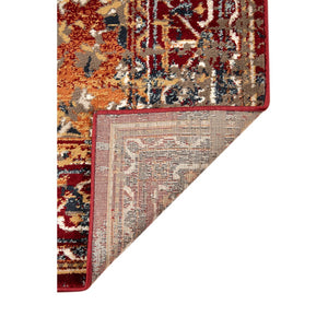 HomeRoots 8' Medallion Area Rug in Ivory, Red, and Orange - Durable, Stain-Resistant, Ideal for High-Traffic Spaces 9' X 12' 531785