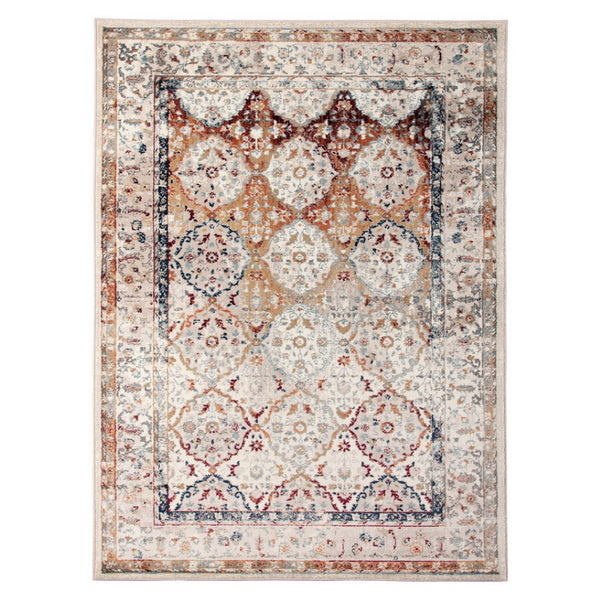 HomeRoots 8' Beige Rust and Navy Floral Medallion Area Rug – Timeless Power Loom Design for Any Space 8' X 10' 531788