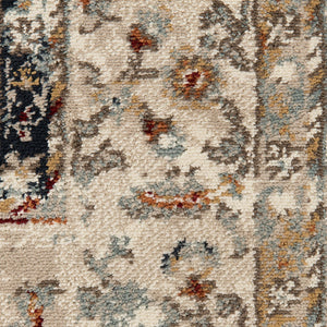 HomeRoots 8' Beige Rust and Navy Floral Medallion Area Rug – Timeless Power Loom Design for Any Space 8' X 10' 531788