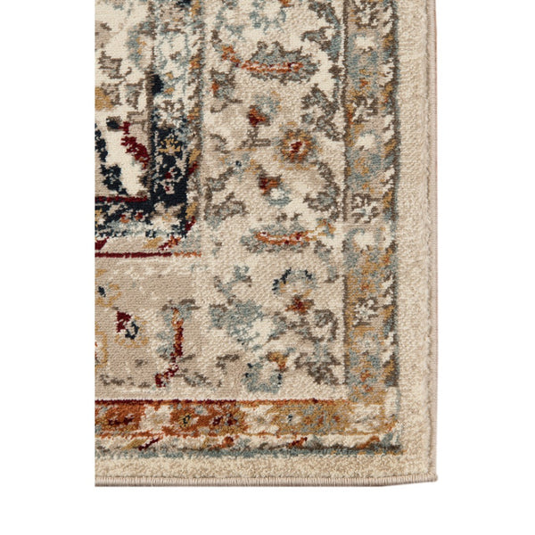 HomeRoots 8' Beige Rust and Navy Floral Medallion Area Rug – Timeless Power Loom Design for Any Space 8' X 10' 531788
