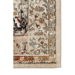 HomeRoots 8' Beige Rust and Navy Floral Medallion Area Rug – Timeless Power Loom Design for Any Space 9' X 12' 531789