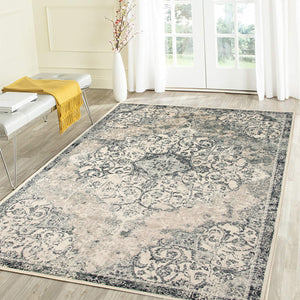 Homeroots 5' X 8' Charcoal And Gray Medallion Power Loom Area Rug  Polypropylene 531791