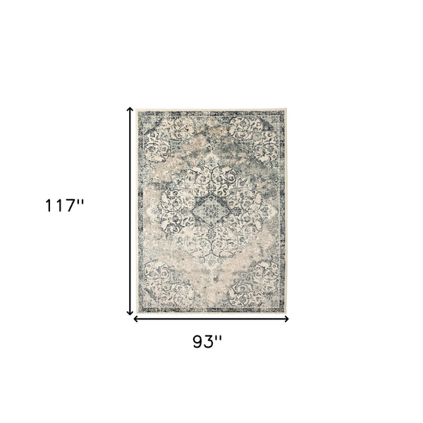 Homeroots 8' X 10' Charcoal And Gray Medallion Power Loom Area Rug  Polypropylene 531792