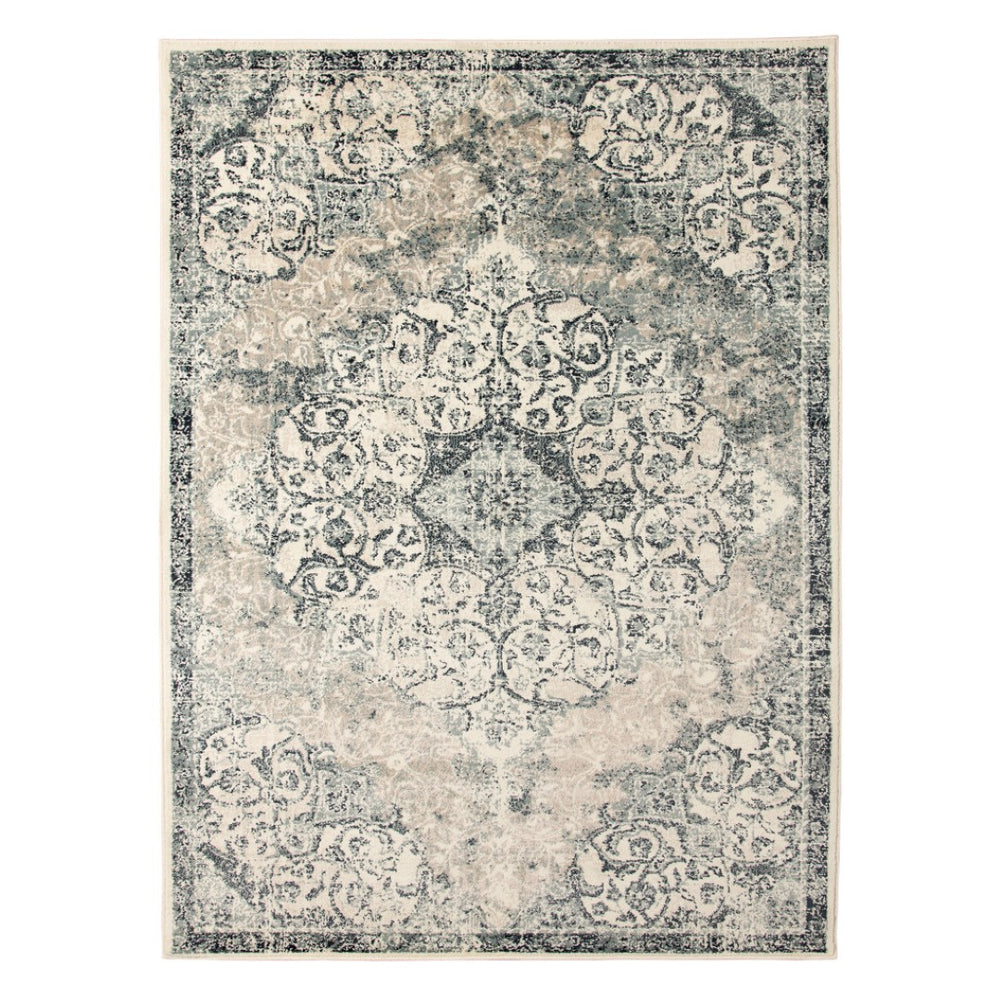 HomeRoots 8' Charcoal and Gray Medallion Power Loom Area Rug - Durable, Stylish, and Ideal for High Traffic Areas 9' X 12' 531793