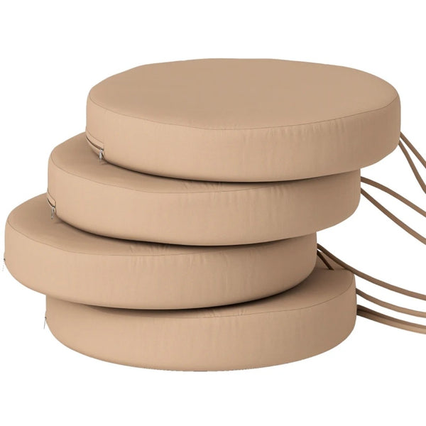 English Elm Soft Round Dining Chair Cushions Set of 4 with Washable Covers and Foam Padding Khaki T3971P442976