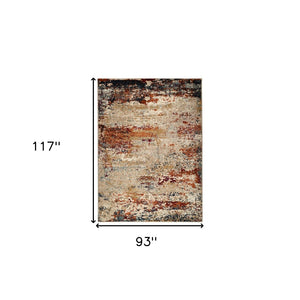 HomeRoots 8' Bold Orange and Black Abstract Power Loom Area Rug - Modern Style for High-Traffic Spaces 8' X 10' 531800