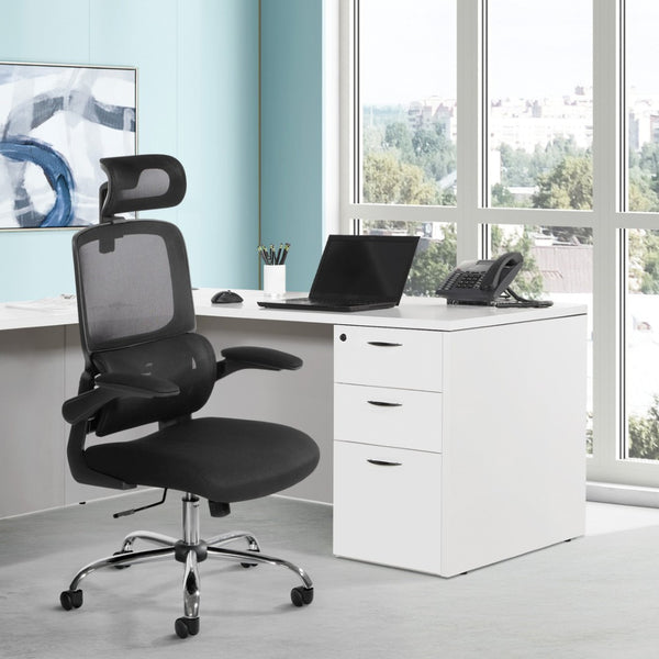 OSP Home Furnishings Mesh Back Executive Office Chair with Lumbar Support Headrest and Ergonomic Foam Seat EM60020CHR-3