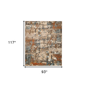 Homeroots 8' X 10' Tan Orange And Gray Abstract Power Loom Area Rug  Polypropylene 531804
