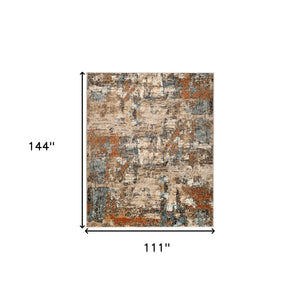 Homeroots 9' X 12' Tan Orange And Gray Abstract Power Loom Area Rug  Polypropylene 531805