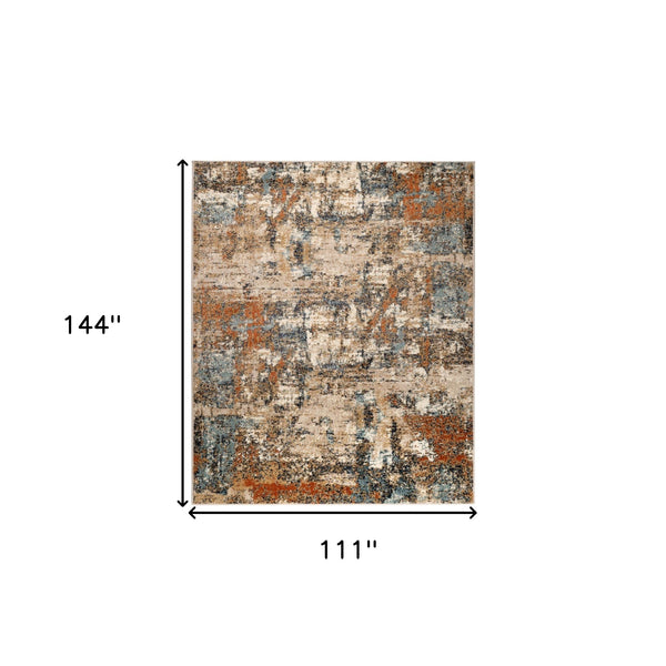Homeroots 9' X 12' Tan Orange And Gray Abstract Power Loom Area Rug  Polypropylene 531805