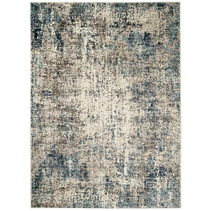 HomeRoots 8' Abstract Ivory Blue and Gray Area Rug – Contemporary Style, Durable, Soft, and Easy Care for Homes 8' X 10' 531808