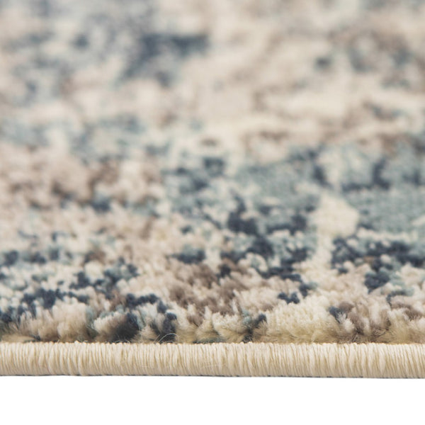 HomeRoots 8' Abstract Ivory Blue and Gray Area Rug – Contemporary Style, Durable, Soft, and Easy Care for Homes 8' X 10' 531808