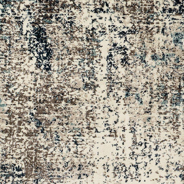 HomeRoots 8' Abstract Ivory Blue and Gray Area Rug – Contemporary Style, Durable, Soft, and Easy Care for Homes 9' X 12' 531809