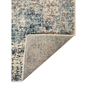HomeRoots 8' Abstract Ivory Blue and Gray Area Rug – Contemporary Style, Durable, Soft, and Easy Care for Homes 9' X 12' 531809