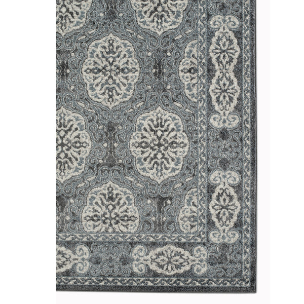 Homeroots 6' Charcoal And Ivory Medallion Power Loom Runner Rug - Stylish, Stain-resistant Design For Any Space 2' X 6' Polypropylene 531811