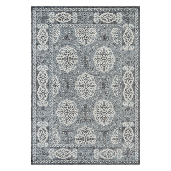 Homeroots 4' X 6' Charcoal And Ivory Medallion Power Loom Area Rug  Polypropylene 531812
