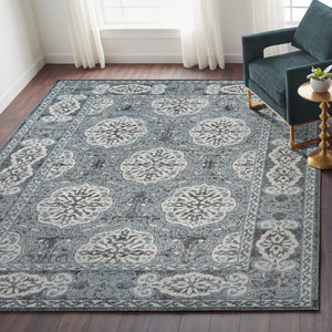 Homeroots 4' X 6' Charcoal And Ivory Medallion Power Loom Area Rug  Polypropylene 531812