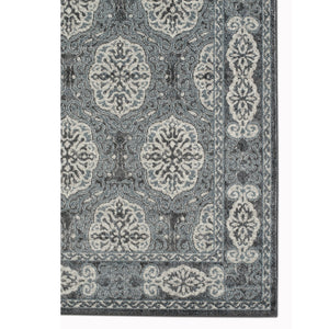 Homeroots 10' Charcoal And Ivory Medallion Power Loom Runner Rug  Polypropylene 531813
