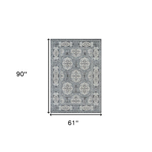 Homeroots 5' X 8' Charcoal And Ivory Medallion Power Loom Area Rug  Polypropylene 531814