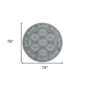 Homeroots 6' Charcoal And Ivory Medallion Power Loom Round Rug  Polypropylene 531815