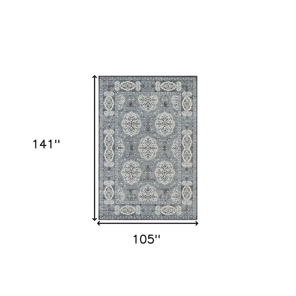 Homeroots 9' X 12' Charcoal And Ivory Medallion Power Loom Area Rug  Polypropylene 531817