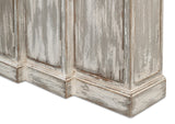 Sarreid Waterfall Front Credenza - Distressed Grey/White Finish, Solid Pine Wood & Elegant Cast Metal Pulls Grey  53181