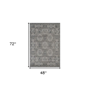Homeroots 4' X 6' Charcoal And Gray Medallion Power Loom Area Rug  Polypropylene 531820