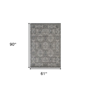 Homeroots 5' X 8' Charcoal And Gray Medallion Power Loom Area Rug  Polypropylene 531822