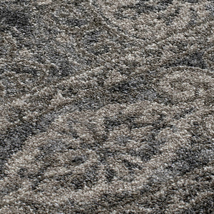 Homeroots 6' Charcoal And Gray Medallion Power Loom Round Rug  Polypropylene 531823