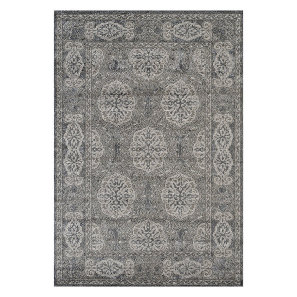 Homeroots 8' X 10' Charcoal And Gray Medallion Power Loom Area Rug  Polypropylene 531824