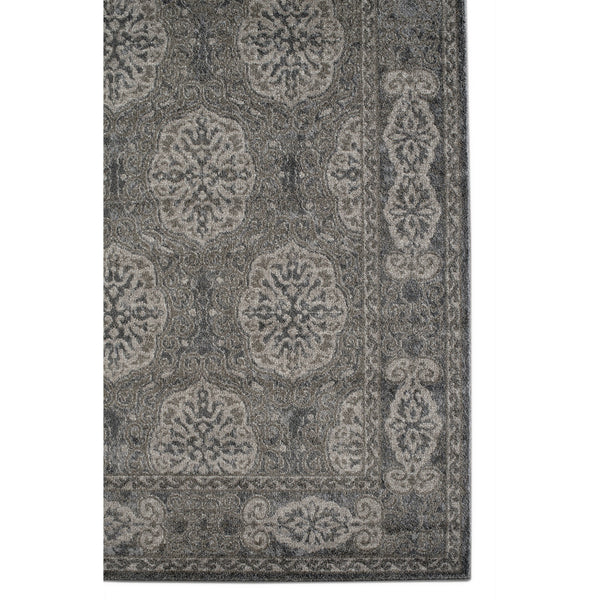 Homeroots 8' X 10' Charcoal And Gray Medallion Power Loom Area Rug  Polypropylene 531824