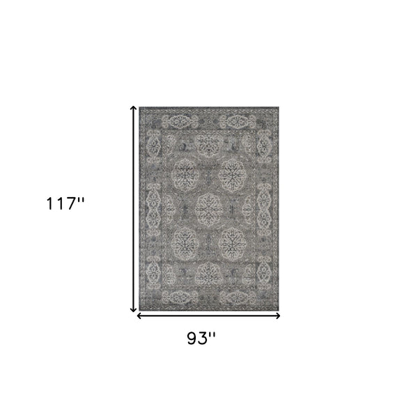 Homeroots 8' X 10' Charcoal And Gray Medallion Power Loom Area Rug  Polypropylene 531824
