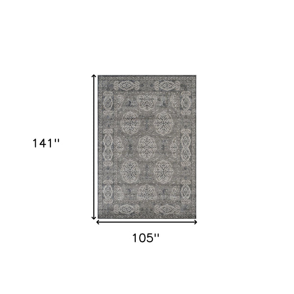 Homeroots 9' X 12' Charcoal And Gray Medallion Power Loom Area Rug  Polypropylene 531825