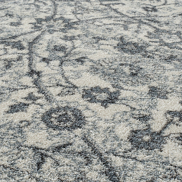 Homeroots 6' Charcoal And Gray Floral Power Loom Runner Rug - Stain Resistant, Stylish Design For Any Room 2' X 6' Polypropylene 531827