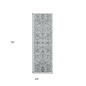 Homeroots 6' Charcoal And Gray Floral Power Loom Runner Rug - Stain Resistant, Stylish Design For Any Room 2' X 6' Polypropylene 531827